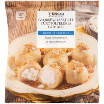 Tesco gyorsfagyasztott túrótöltelékes gombóc