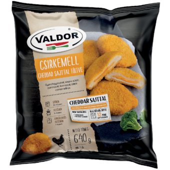 Valdor panírozott, Cheddar sajttal töltött csirkemell