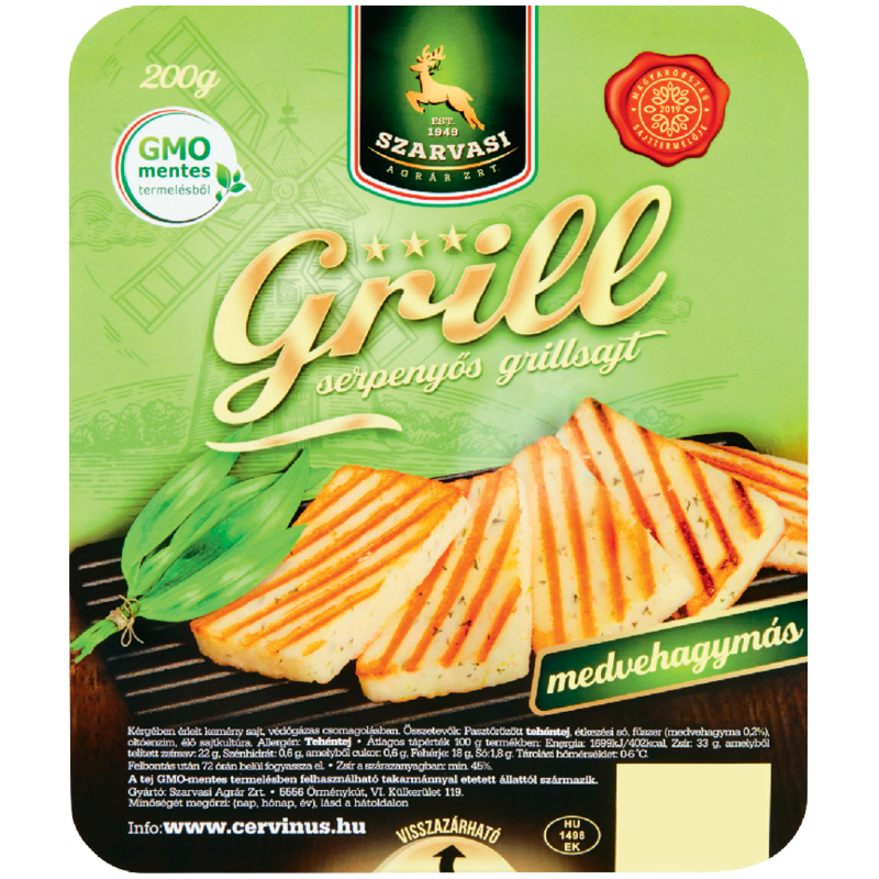 Szarvasi Serpenyős Medvehagymás Vagy Bazsalikomos Grillsajt**