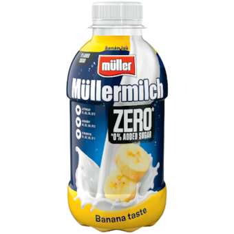 Müller Müllermilch Zero zsírszegény tejital édesítőszerekkel banán ízesítéssel