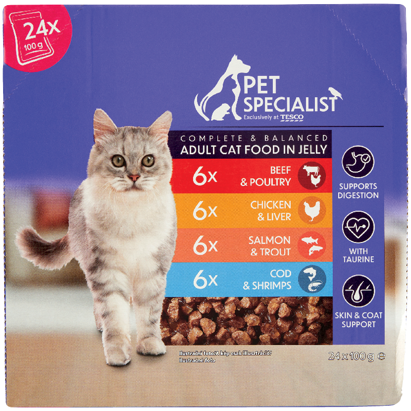 Pet Specialist Teljes értékű állateledel Felnőtt Macskák Számára Falatok Aszpikban