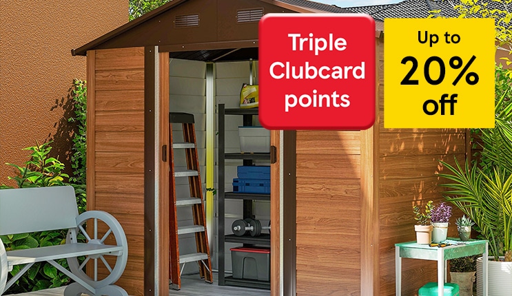 Up to 20% on sheds and storage 