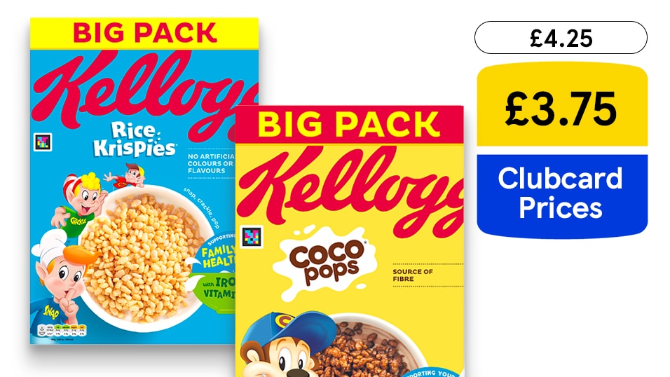 £3.75 selected Kelloggs cereals