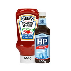 Tomato ketchup and brown sauce