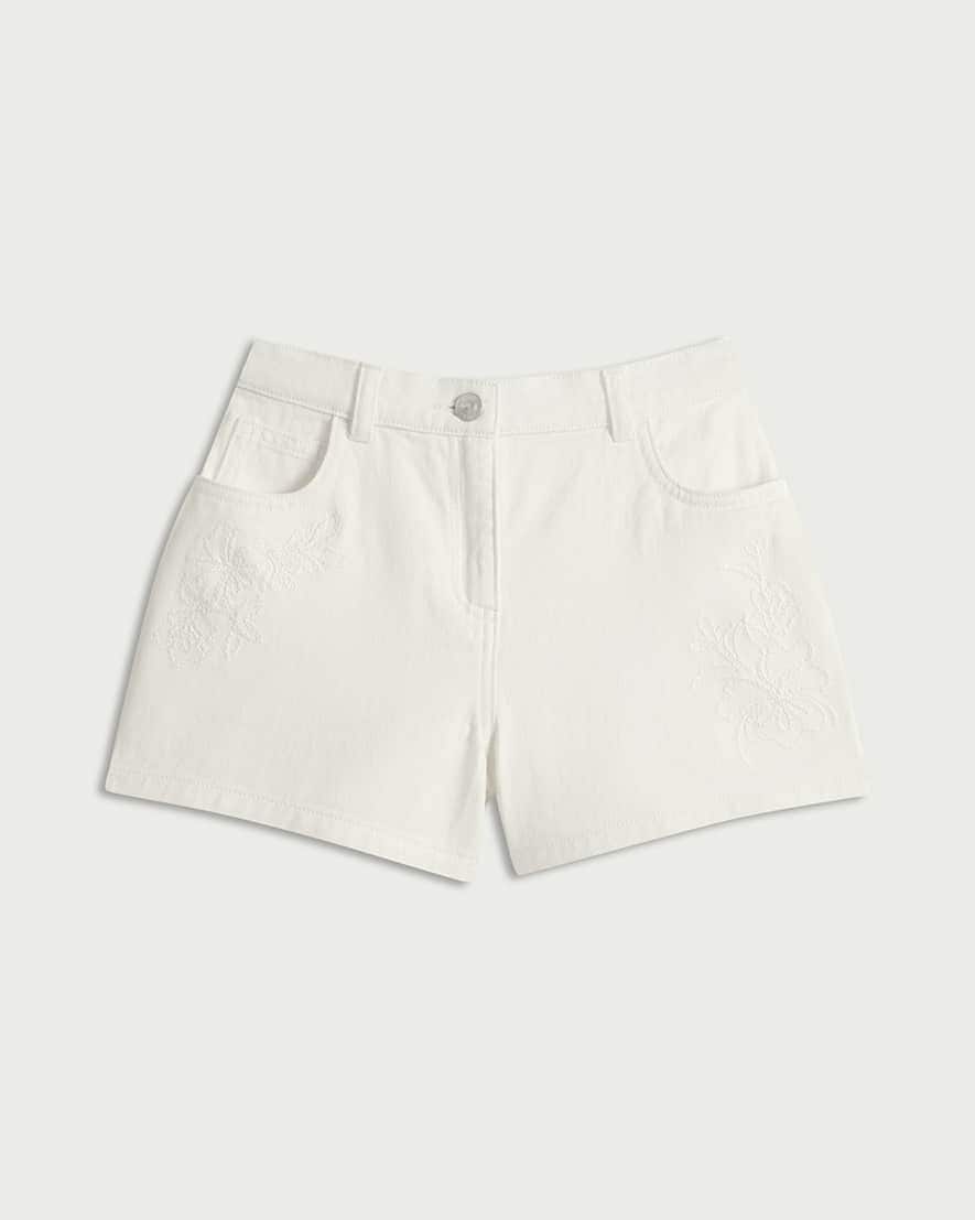 Older girls' cream embroidered shorts