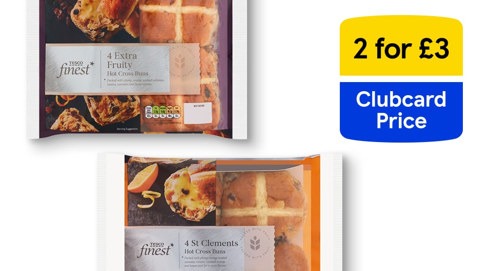 2 for £3 Finest hot cross buns 