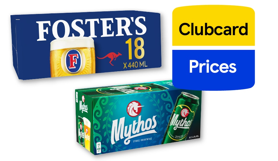 £10 Foster's 18-pack or Mythos 10-pack