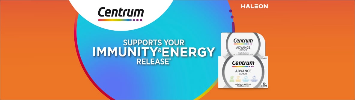 Haleon. Complete multivitamin in 1 daily tablet* *Contains vitamin D which contributes to the normal function of the immune system.