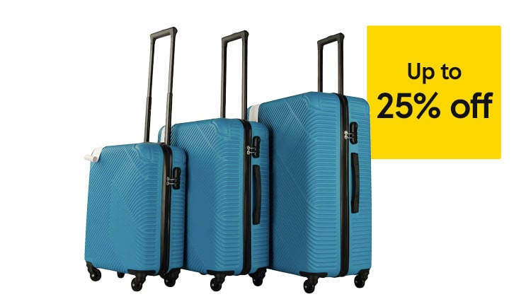 Get up to 25% off on Electric Blue suitcases