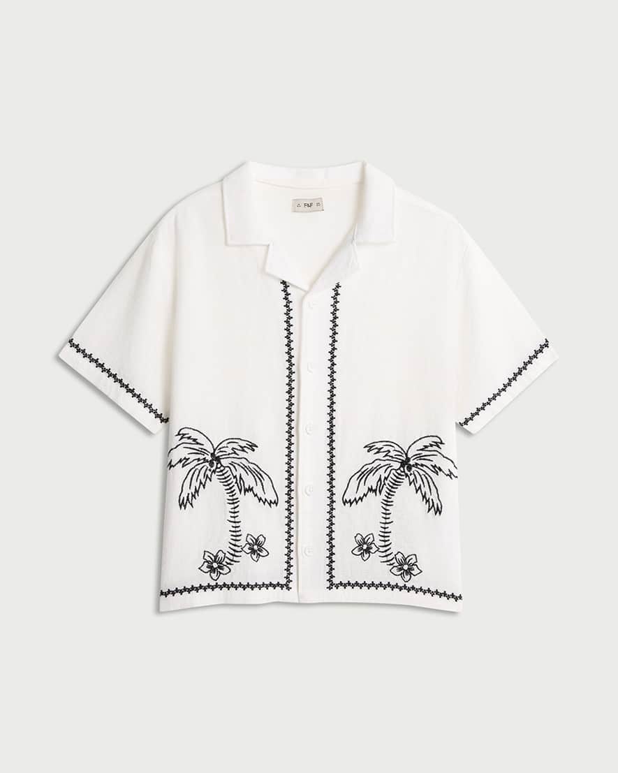 Young boys' white embroidered shirt