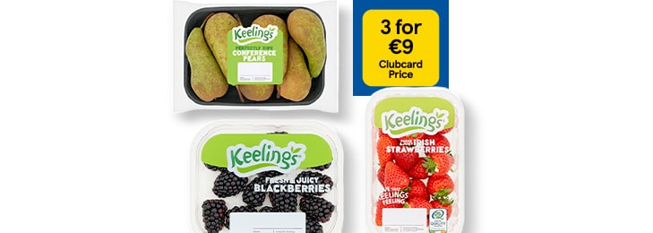 3 for €9 Keelings fruit