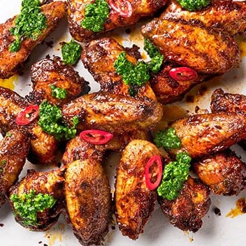 Serve these fiery wings with a fresh and fragrant chutney 
