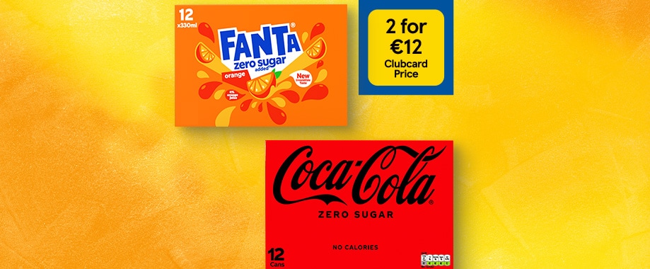From Coke to Fanta, enjoy 2 for €12 on soft drinks with Clubcard