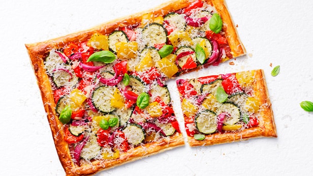 Loaded with vibrant veggies, this tart is a summer delight