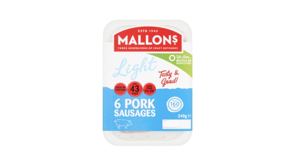 Mallons Light 6 Pork Sausages 240g
