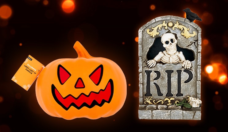 Get the party startled with light-up pumpkins, cut-out characters and more Halloween house decorations