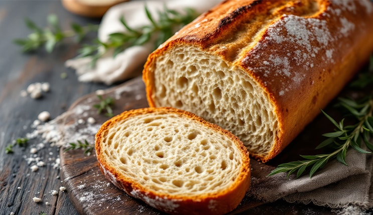 Treat yourself to wholegrain loaves, sourdough, and soft, white rolls made with local wheat