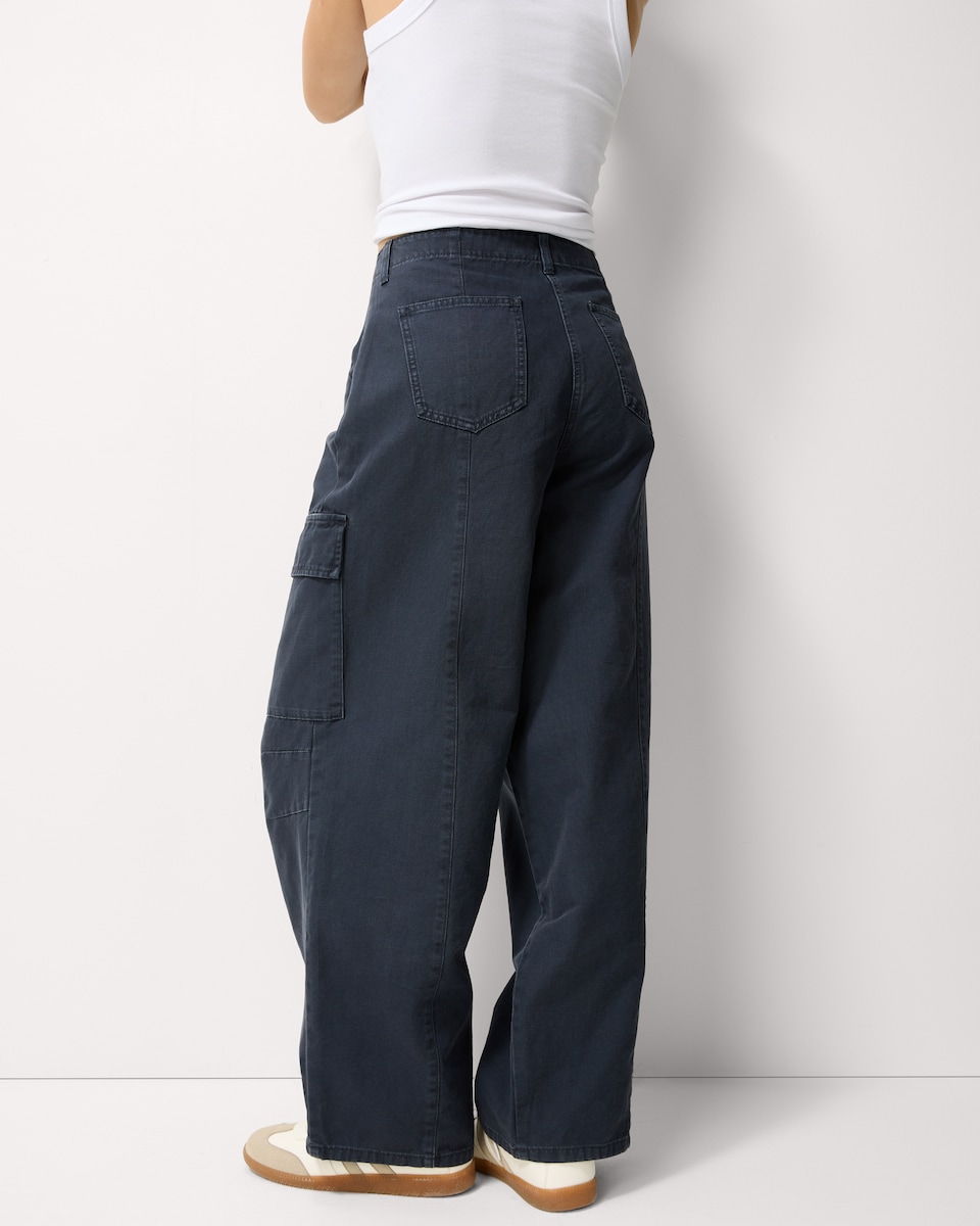 image 1 of F&F Pure Cotton Cargo Trousers in Navy