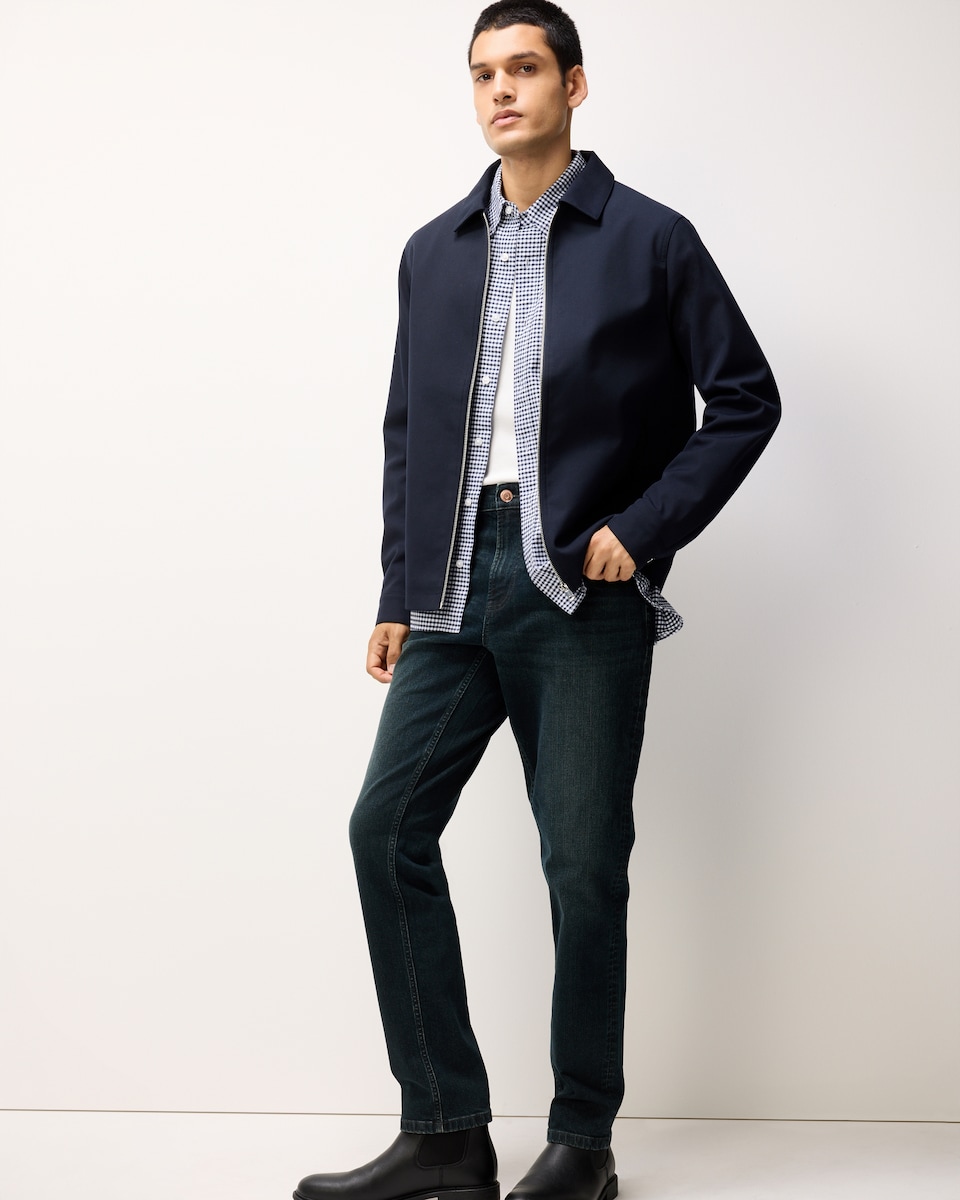 image 1 of F&F Twill Textured Zip Up Jacket in Navy