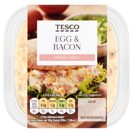 Tesco Egg & Bacon Sandwich Filler 270G Tesco Groceries