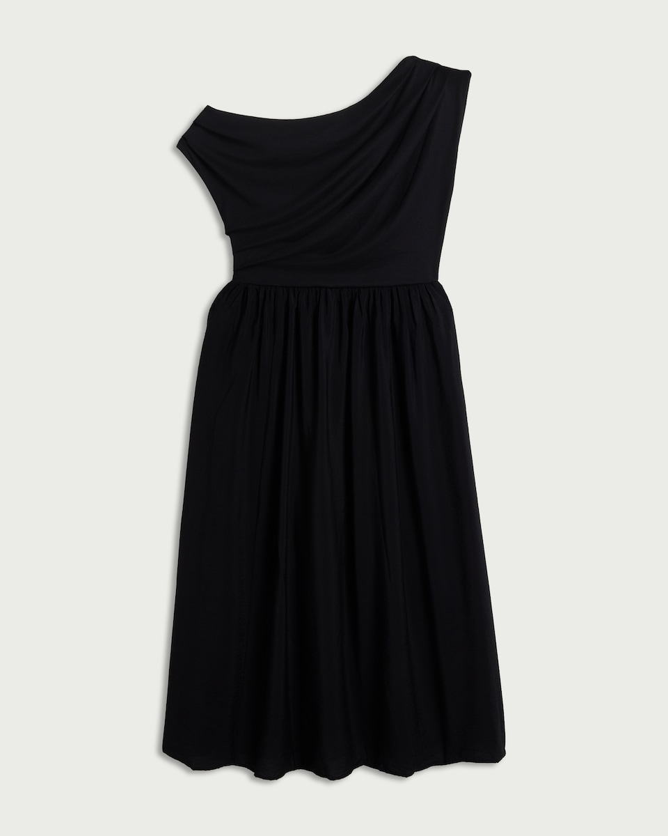 image 1 of F&F Draped Midi Dress in Black