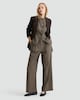 image 1 of F&F Check Print Pleated Wide Leg Co-ord Trousers in Brown