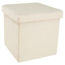 F&F Home Cream Folding Ottoman Storage