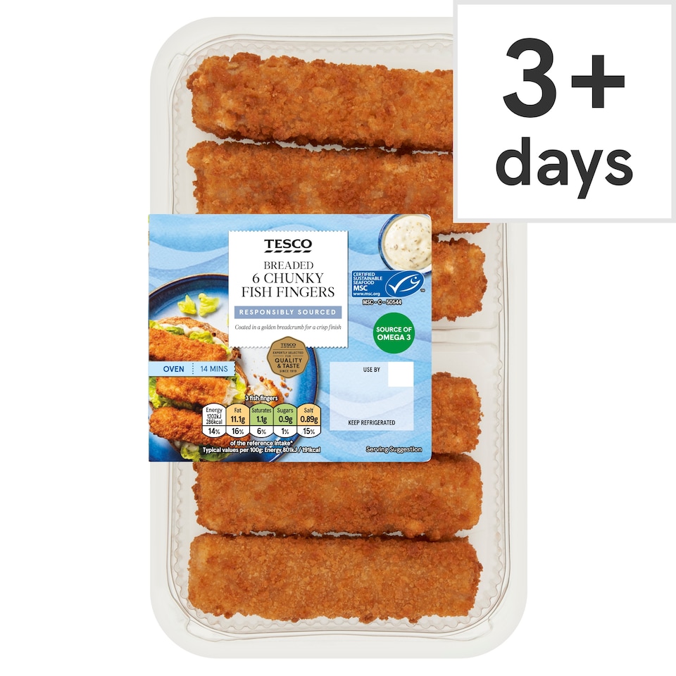 Tesco Breaded 6 Chunky Fish Fingers 300g