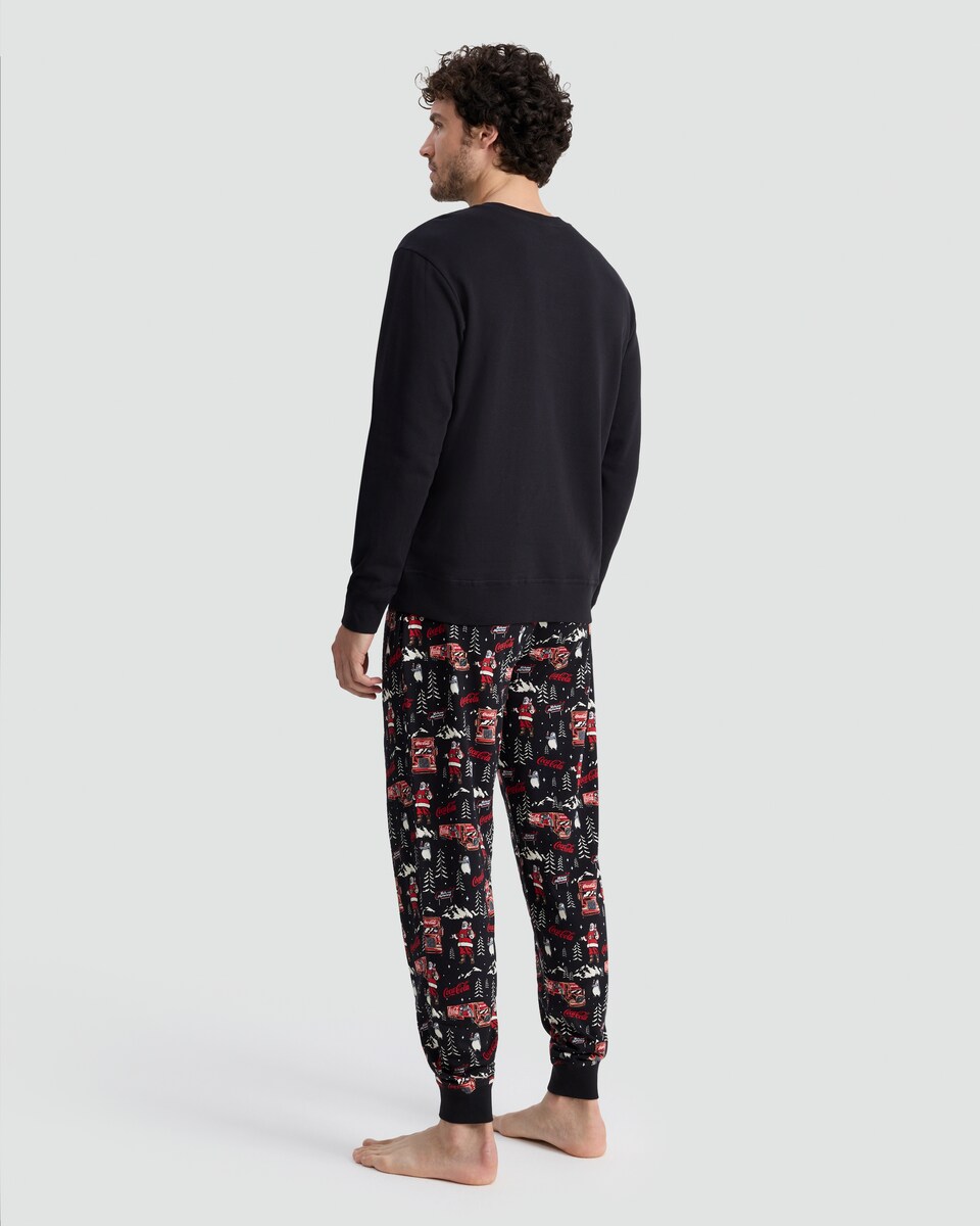image 1 of Coca-Cola Pure Cotton Christmas Print Pyjamas in Red