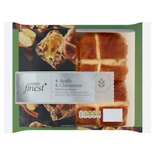 Tesco Finest Apple & Cinnamon Hot Cross Buns 4 Pack