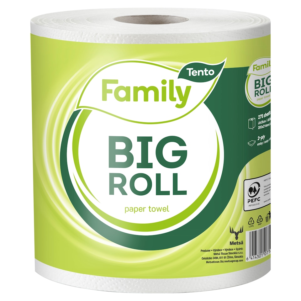 Tento Family Big Roll Paper Towels 2 Ply 1 Roll
