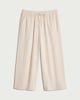 image 4 of F&F Linen Rich Wide Leg Cropped Drawstring Trousers in Beige