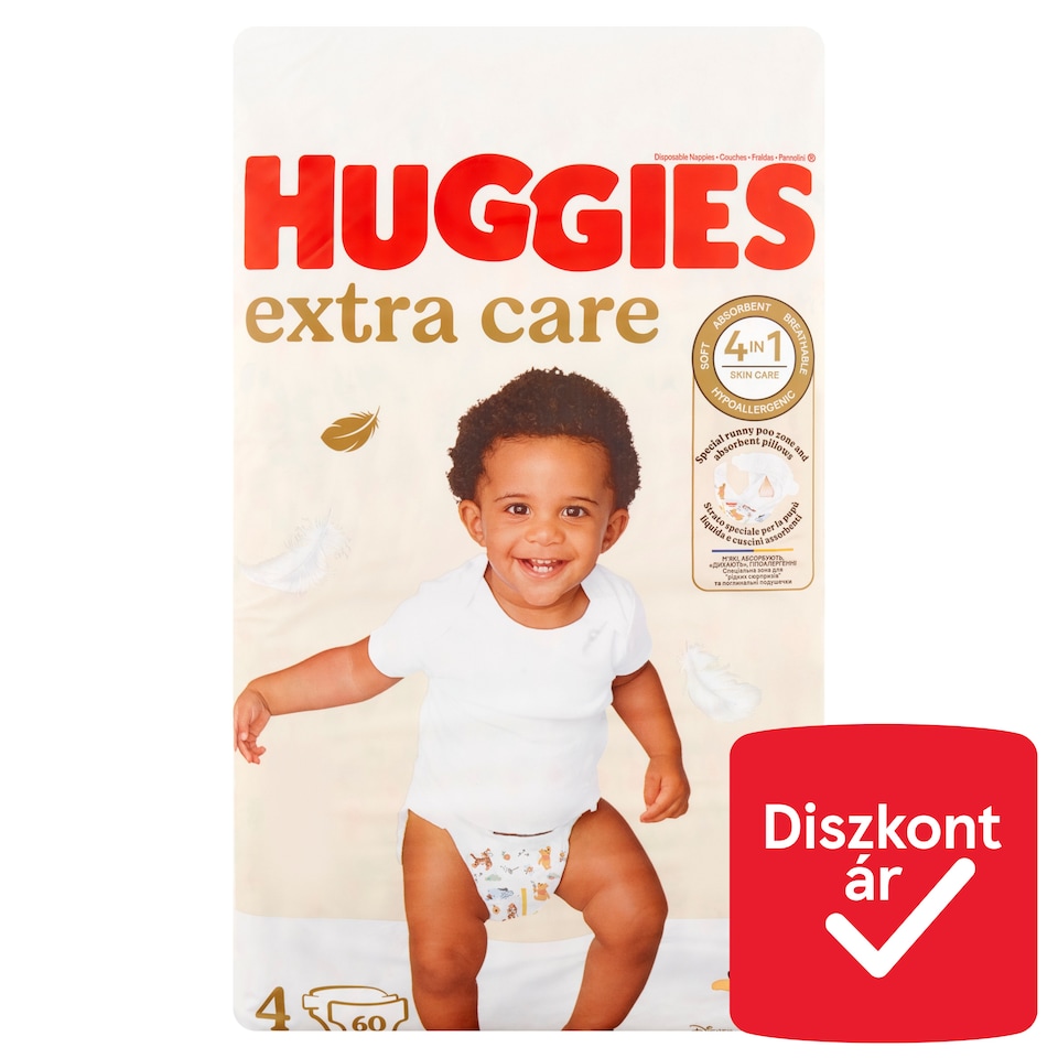 Huggies Extra Care 4, 8-16 kg, nadrágpelenka 60 db  1. kép