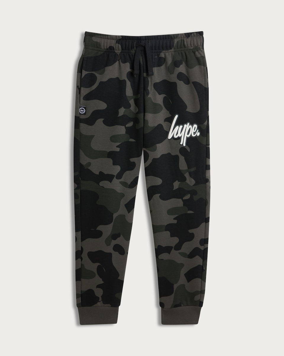 image 1 of Hype Cotton Rich Camouflage Joggers in Multi Black