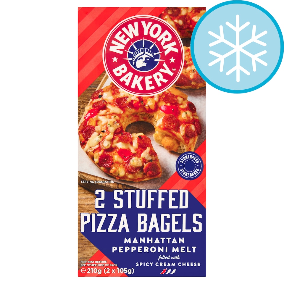New York Bakery 2 Stuffed Pizza Bagels Manhattan Pepperoni Melt 210g