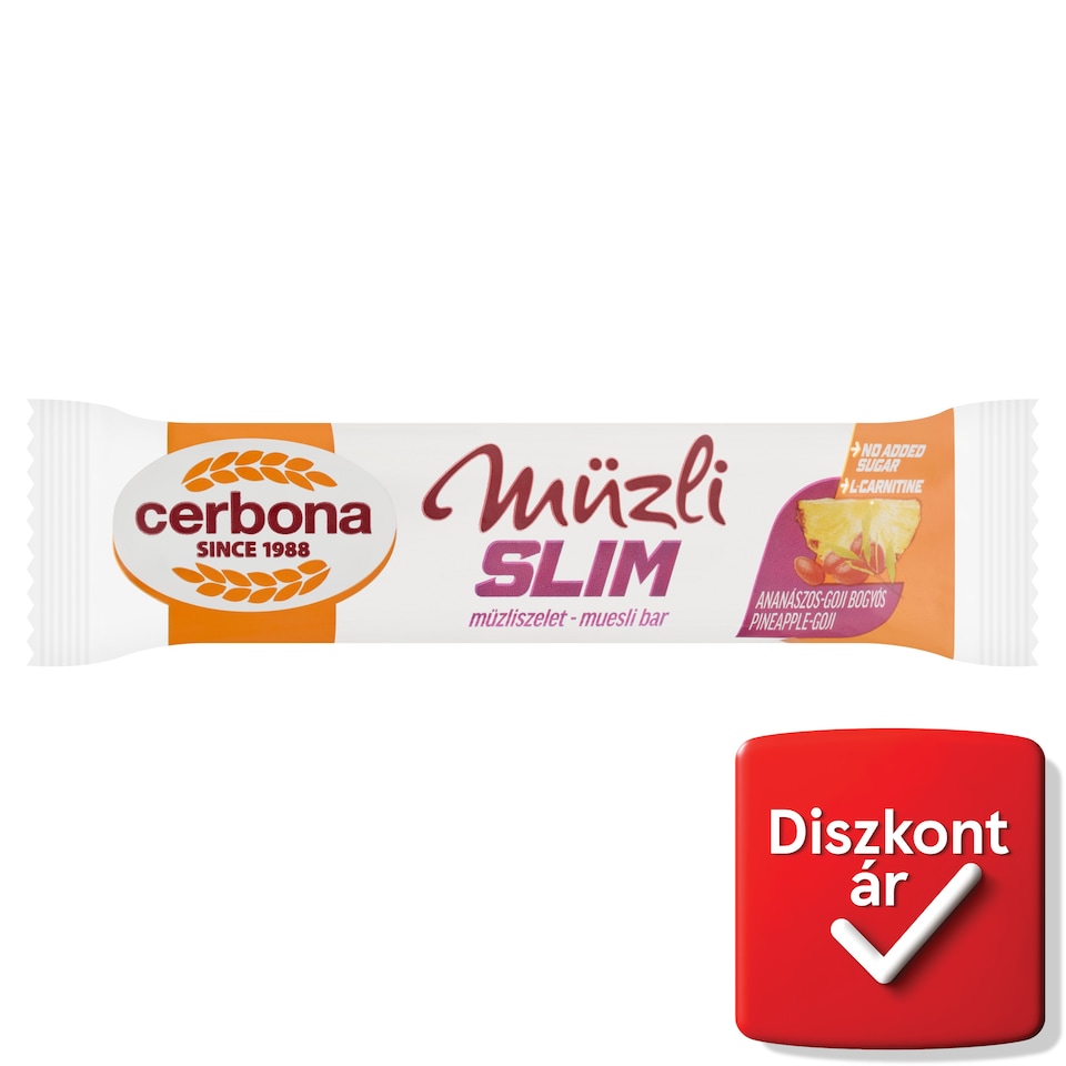 image 1 of Cerbona Slim Pineapple-Goji Berry Muesli Bar without Added Sugar, with Sweetener 35 g