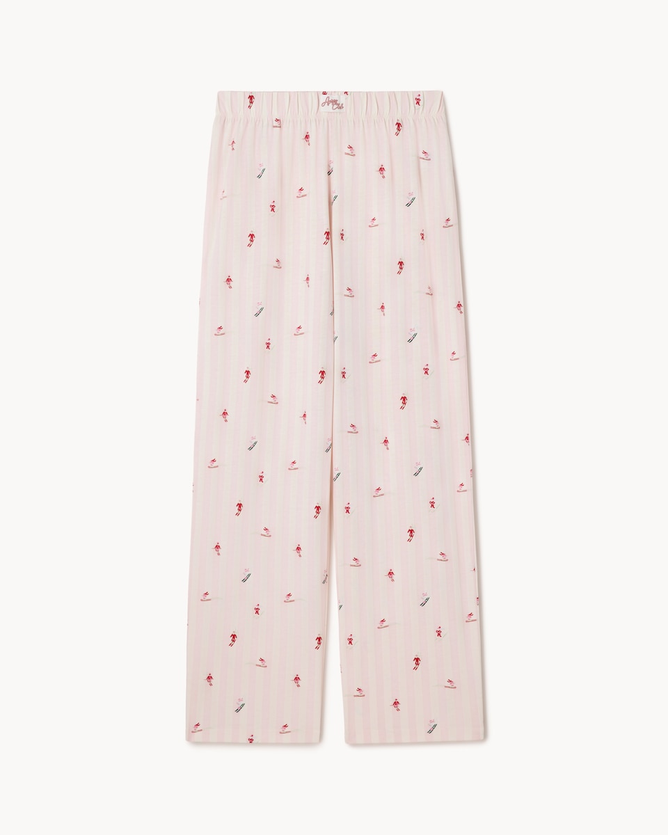 image 1 of F&F Pure Cotton Striped Ski Pyjama Bottoms in Multi Pink