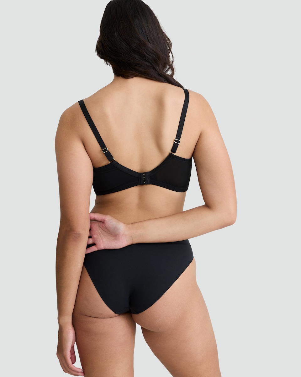 image 1 of F&F Fuller Bust Floral Lace Detail Underwired Plunge Bra in Black