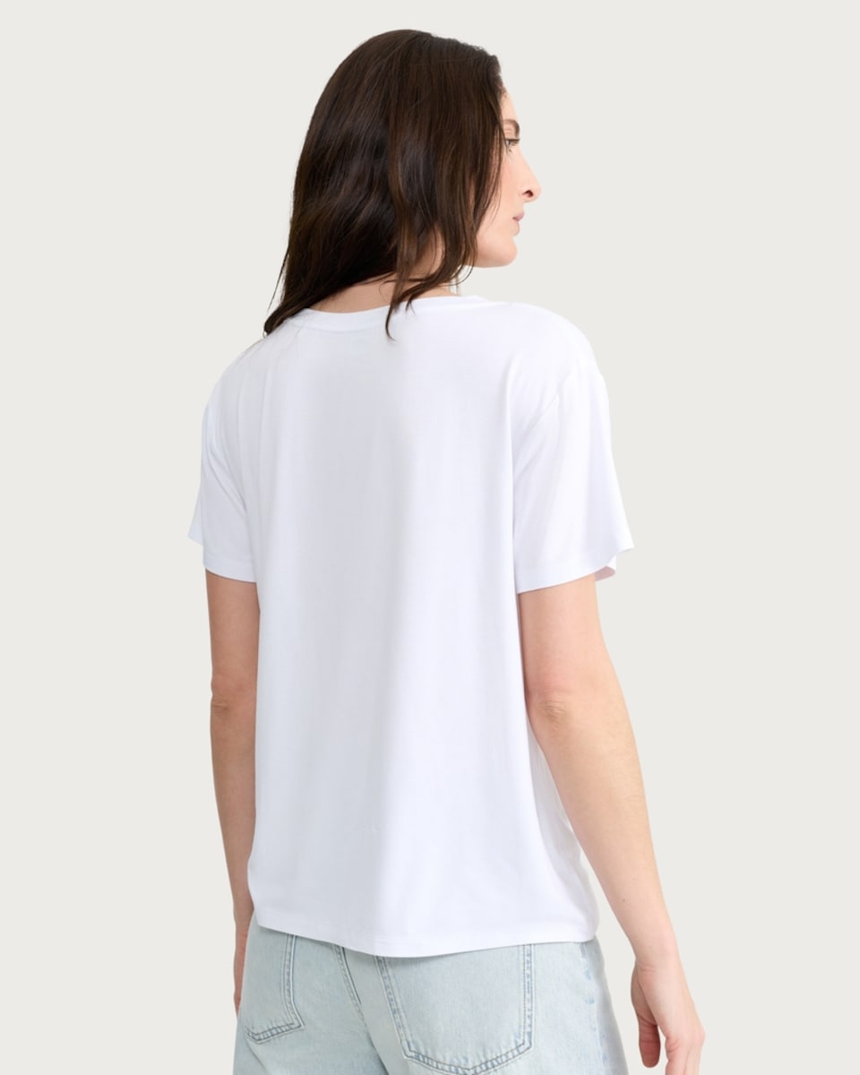 image 1 of F&F V Neck Short Sleeved T-Shirt in White