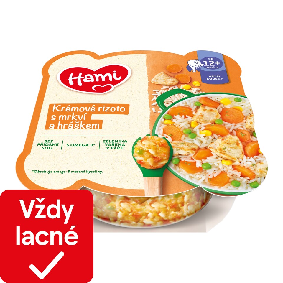 obrázok 1 z HAMI zeleninový tanierik Krémové rizoto s mrkvou, kuracím a hráškom 230g