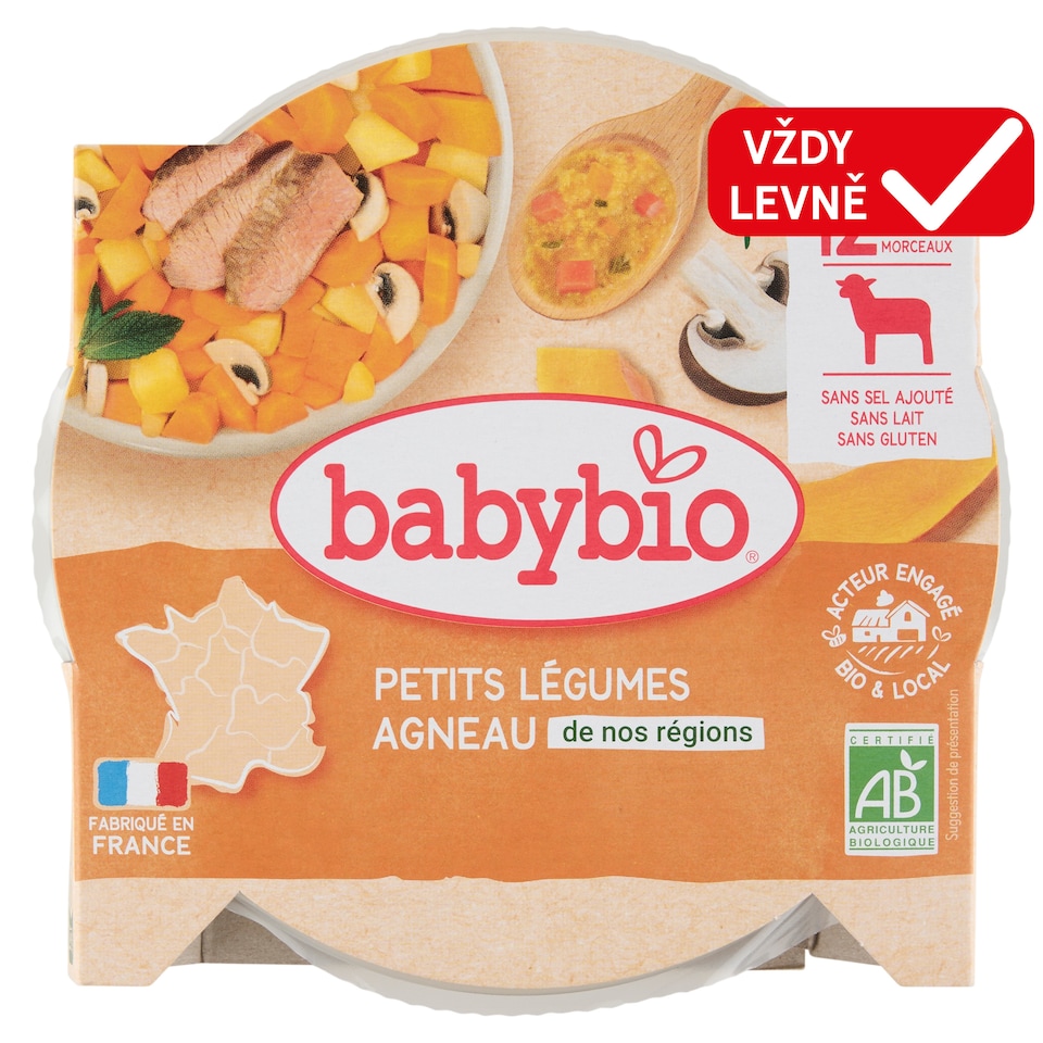 Babybio Bio menu dušená zelenina s jehněčím masem 230g