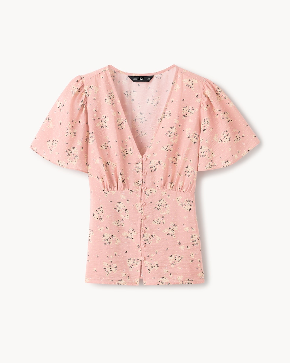 image 1 of F&F Ditsy Floral Blouse in Multi Pink