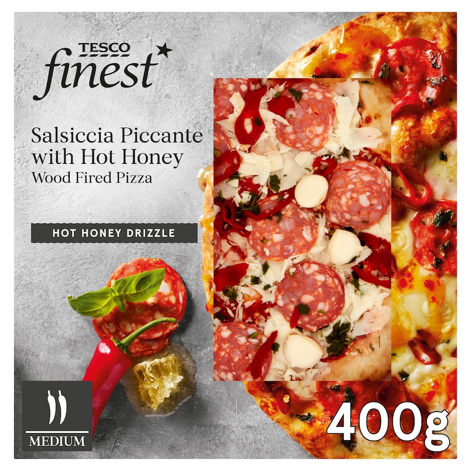 Tesco Finest Salsiccia Picante With Hot Honey Pizza 400G