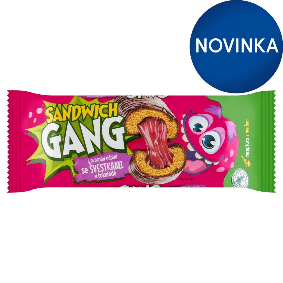 obrázok 1 z Sandwich Gang medové jemné pečivo s ovocnou náplňou so slivkami v čokoláde 40 g