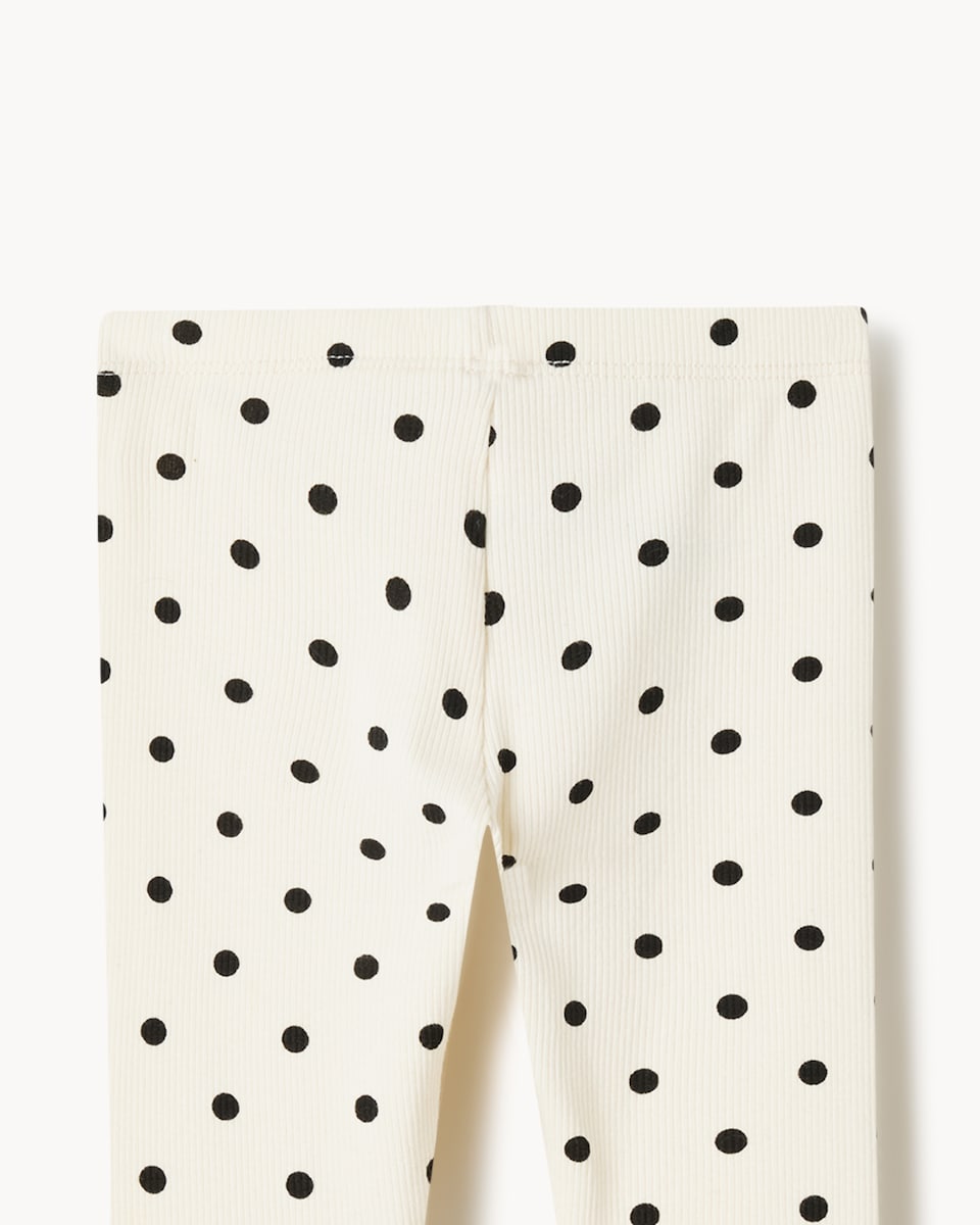 image 1 of F&F Baby Cotton Rich Polka Dot Sweatshirt and Leggings Set in Cream