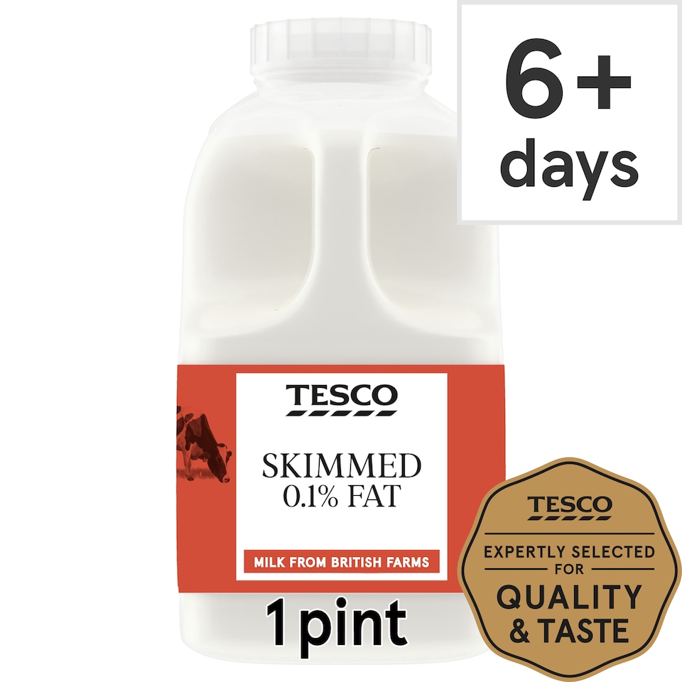 Tesco British Skimmed Milk 568Ml, 1 Pint