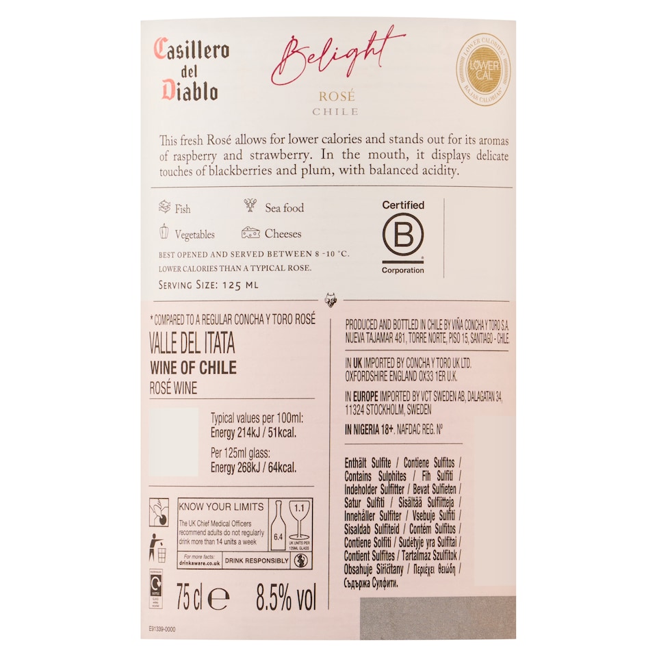 image 1 of Casillero Del Diablo BeLight Rose 75cl