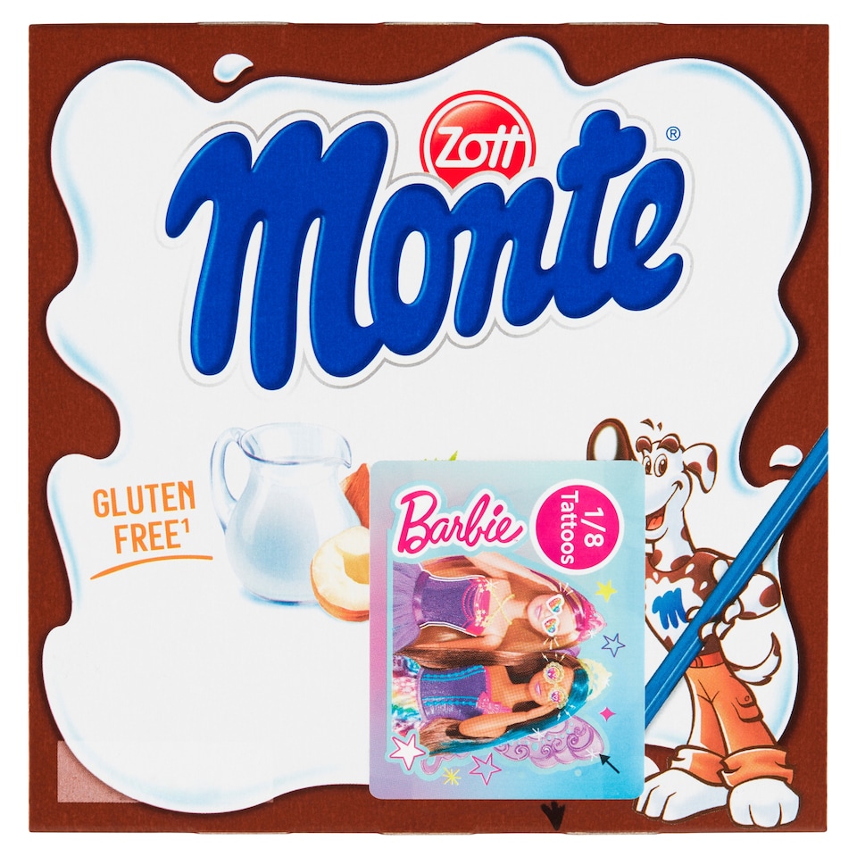 image 1 of Zott Monte Milk Dessert Chocolate with Hazelnuts 4 x 55g (220g)