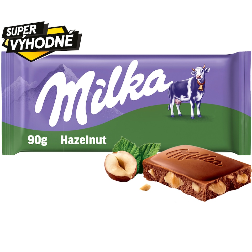 Obrázek 1 pro produkt Milka Hazelnut mléčná čokoláda z alpského mléka s drcenými jádry lískových ořechů 90 g