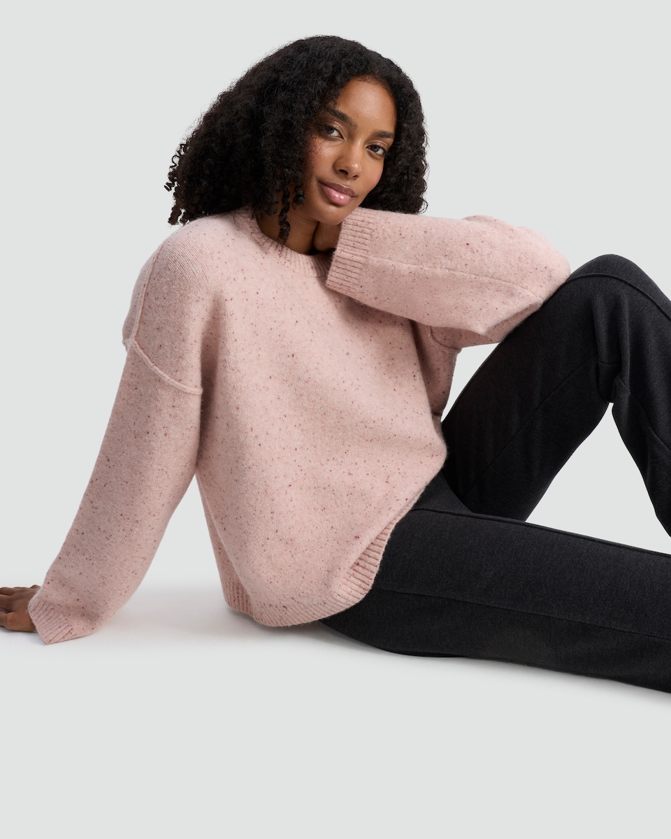 image 1 of F&F Speckled Knit Jumper with Wool in Pink